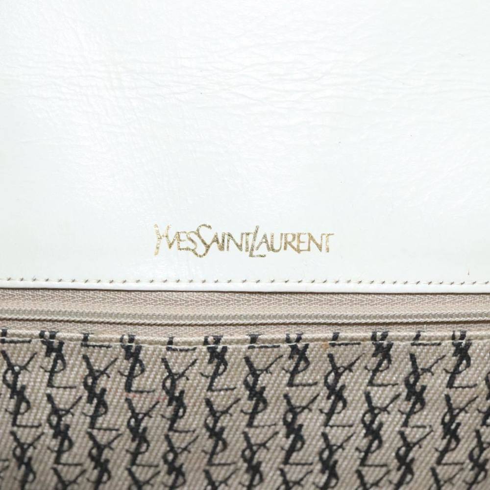 SAINT LAURENT Clutch Bag Leather White Auth bs21008 - Picture 9 of 16
